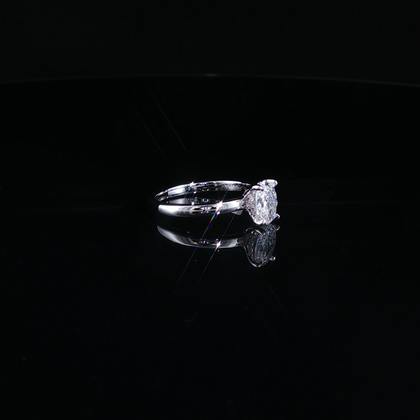 Oval Cut Lab-Diamond Solitaire Ring in White Gold