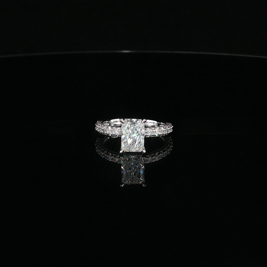 Radiant Cut Lab-Diamond Split Shank Pavé Ring in White Gold