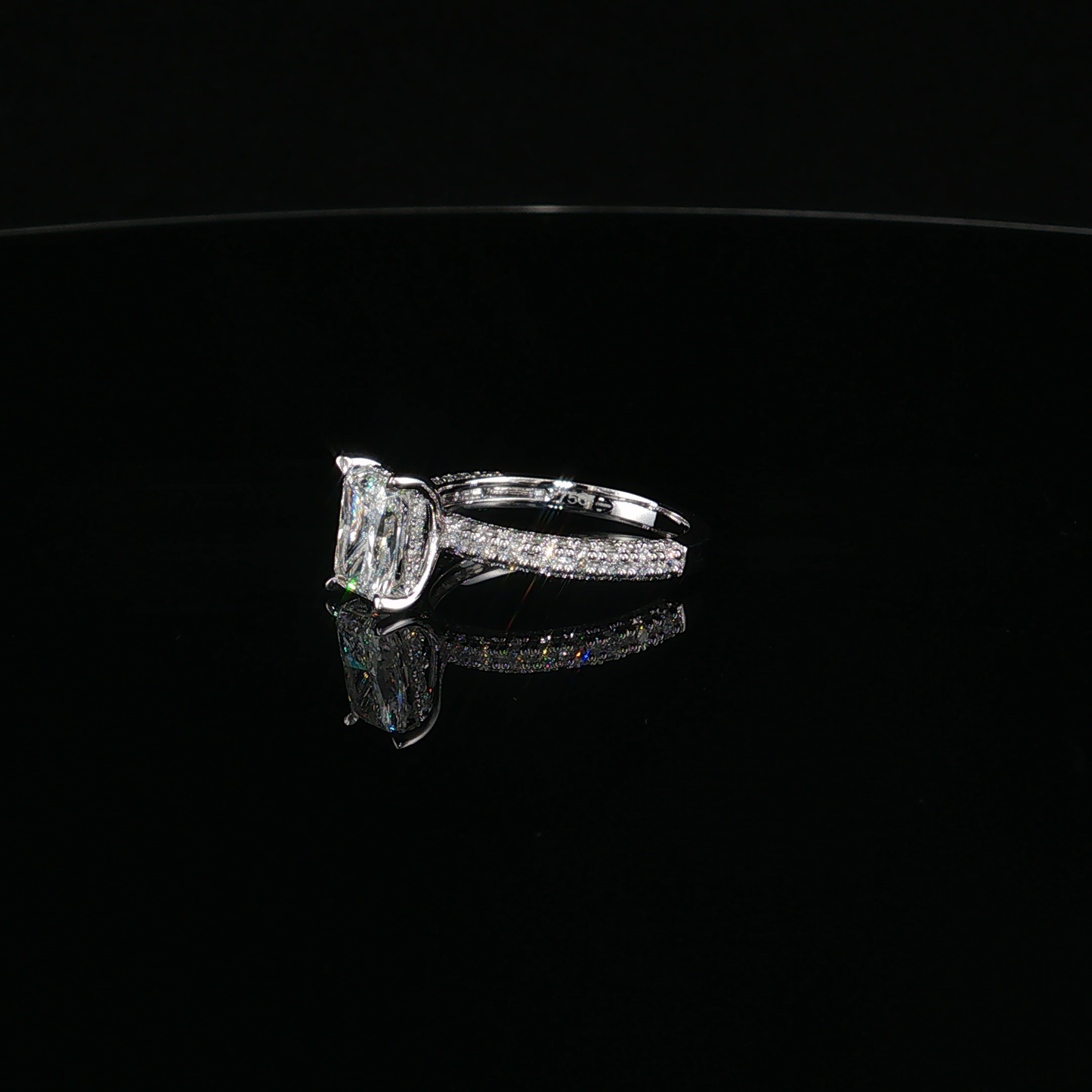 Radiant Cut Lab-Diamond Split Shank Pavé Ring in White Gold