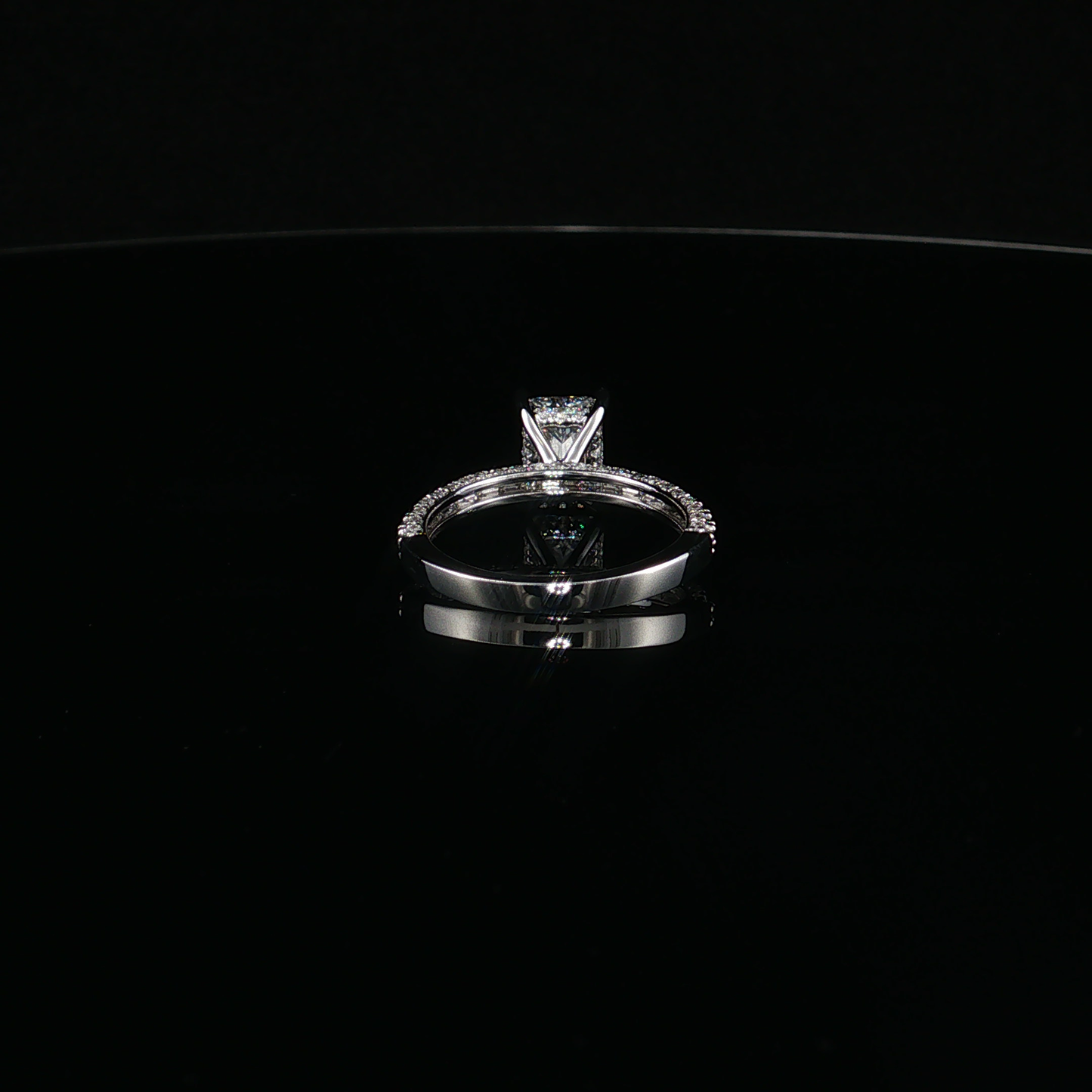 Radiant Cut Lab-Diamond Split Shank Pavé Ring in White Gold
