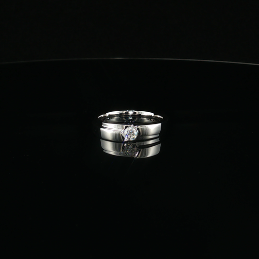 Modern Lab-Diamond Solitaire Ring in White Gold