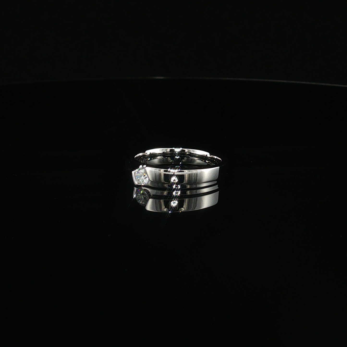 Modern Lab-Diamond Solitaire Ring in White Gold