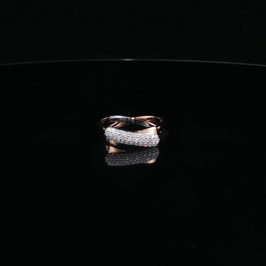 White & Rose Gold Lab-Diamond Pavé Crossover Band Ring
