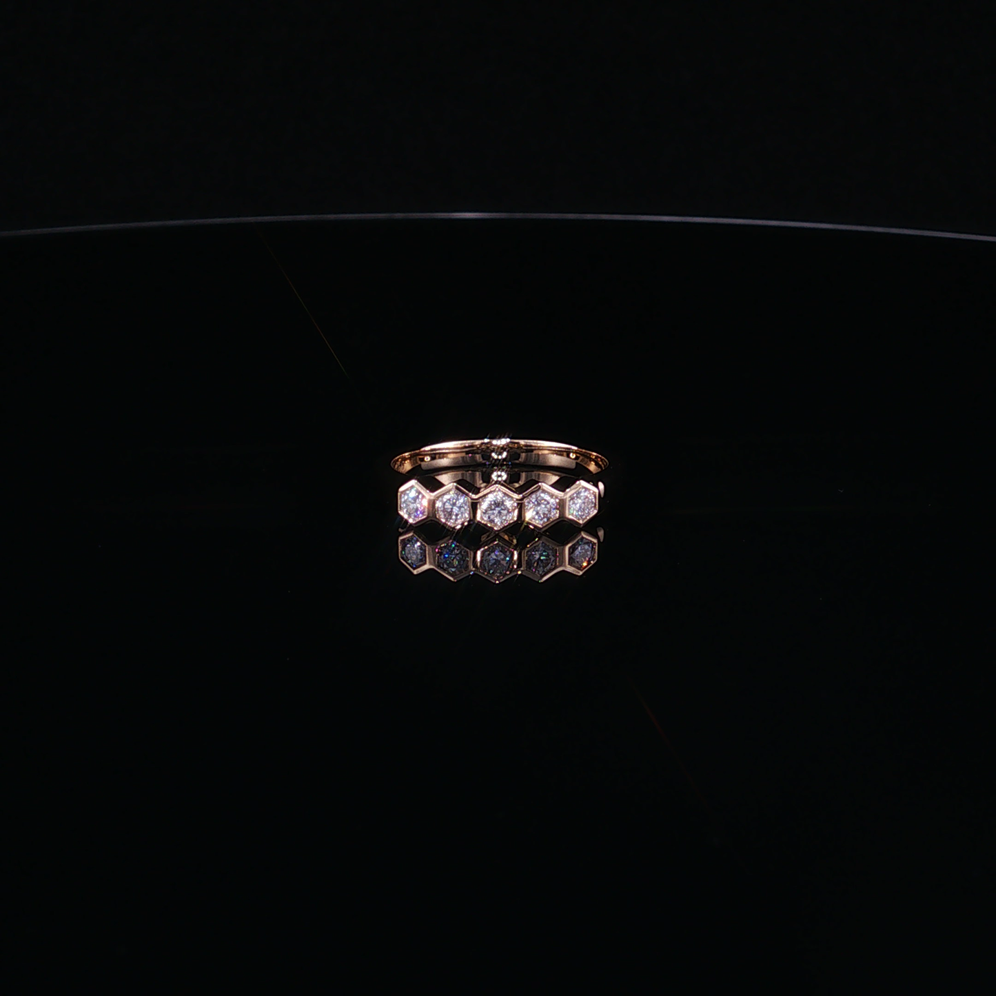 Yellow Gold Lab-Diamond Hexagon Band Ring