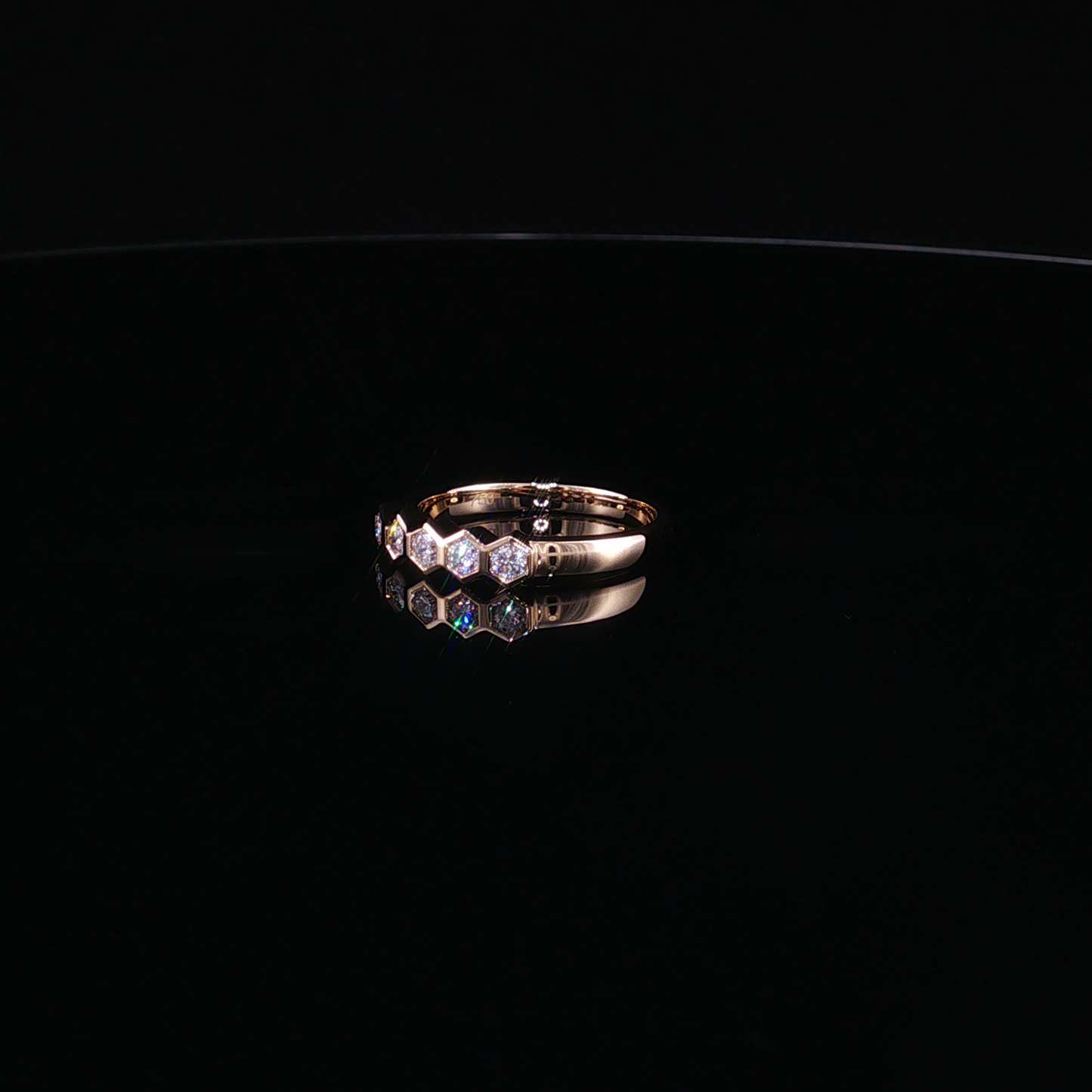 Yellow Gold Lab-Diamond Hexagon Band Ring