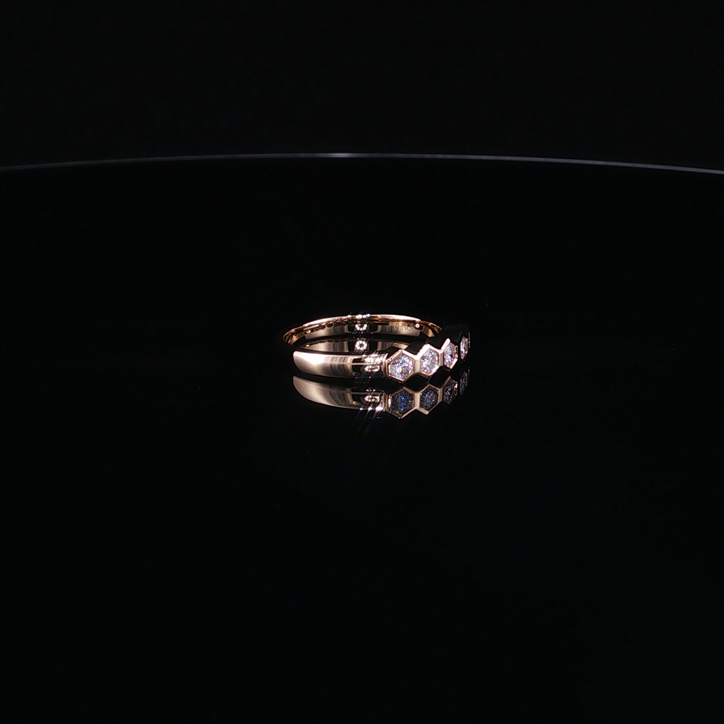 Yellow Gold Lab-Diamond Hexagon Band Ring