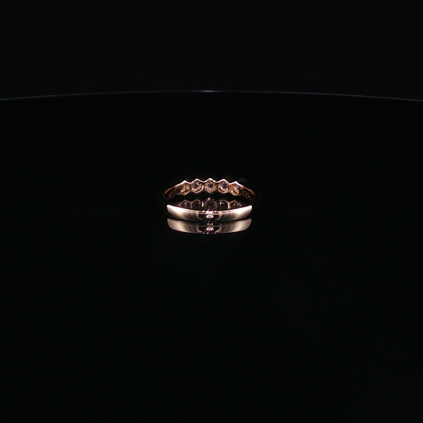 Yellow Gold Lab-Diamond Hexagon Band Ring