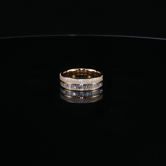 Yellow Gold Lab-Diamond Eternity Ring with Round and Baguette Stones