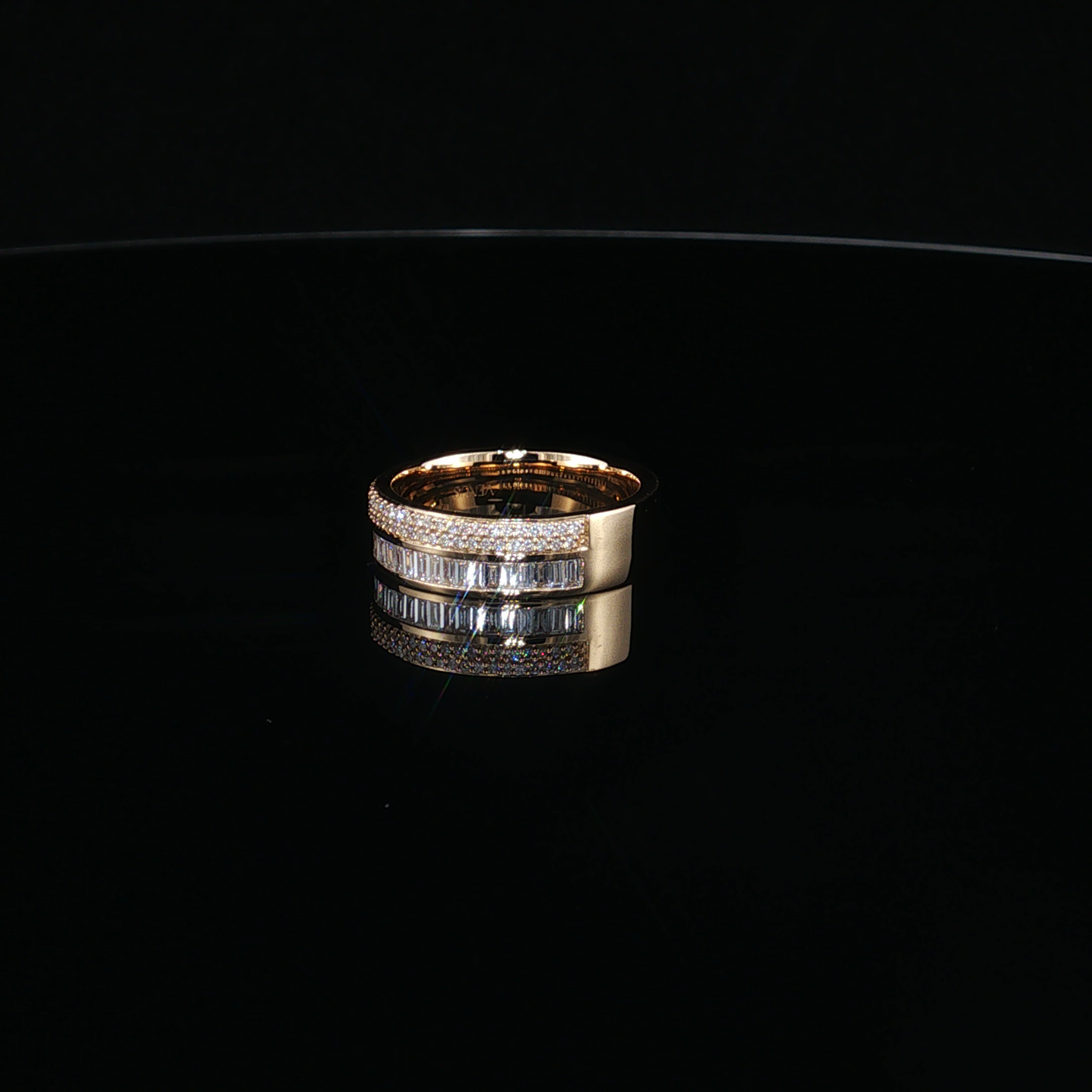 Yellow Gold Lab-Diamond Eternity Ring with Round and Baguette Stones