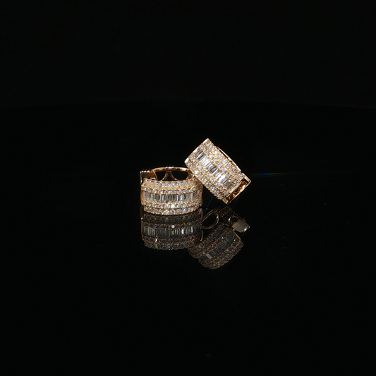Diamond Multi-Row Hoop Earrings in 18k Yellow Gold