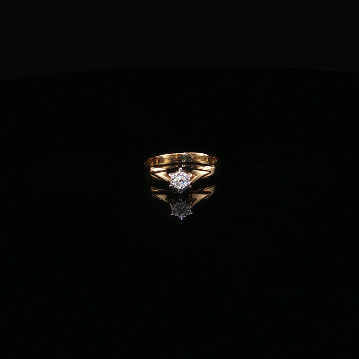 Natural Diamond Solitaire Ring in 18k Yellow and white Gold