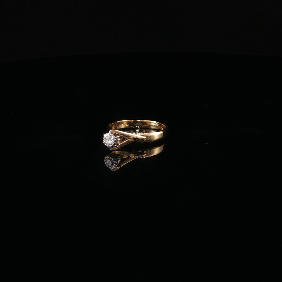 Natural Diamond Solitaire Ring in 18k Yellow and white Gold