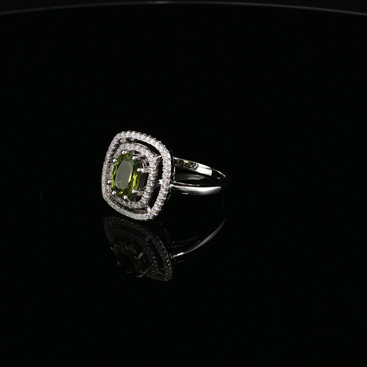Peridot with cz Cocktail Ring in silver 925