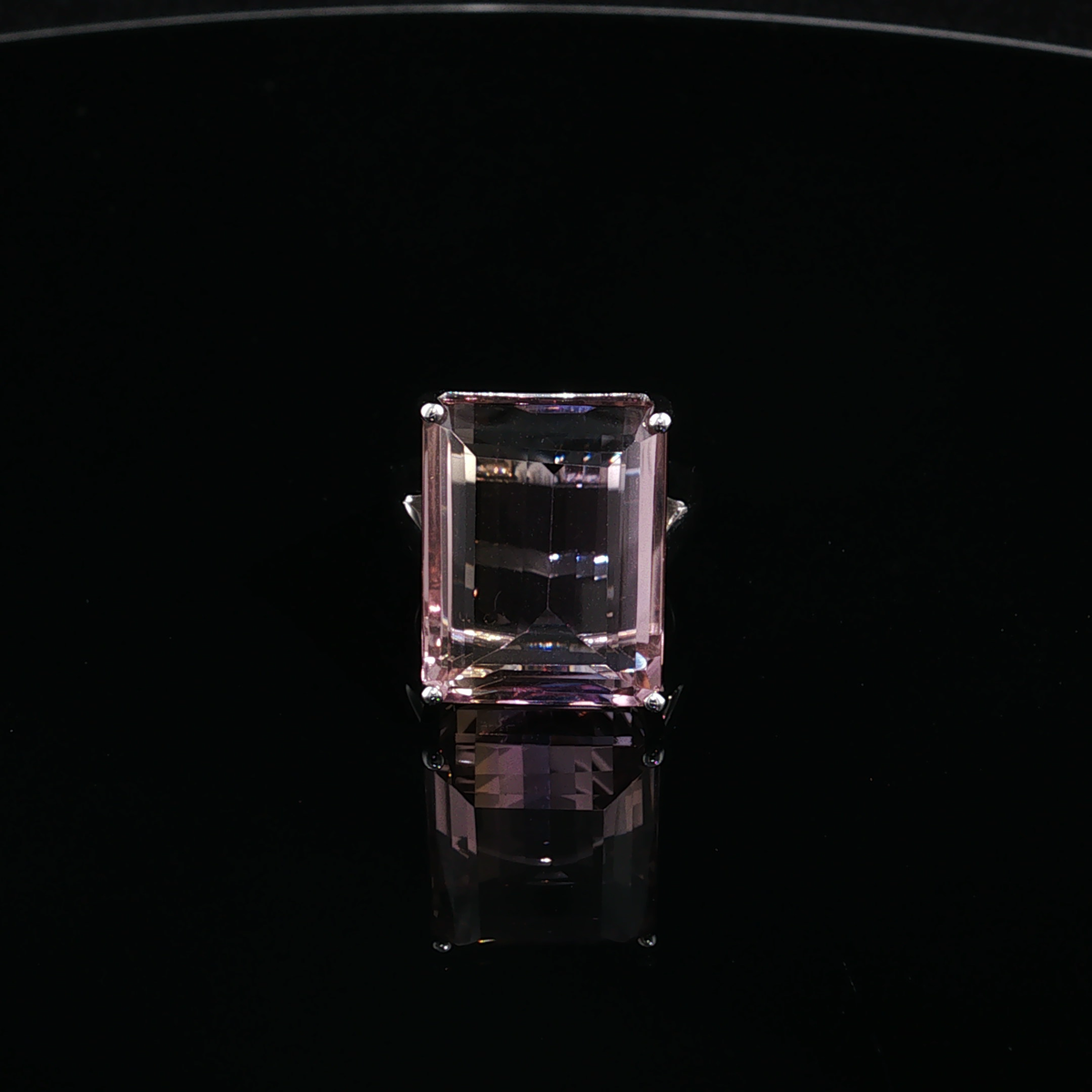 14K White Gold Emerald-Cut Ametrine Solitaire Ring