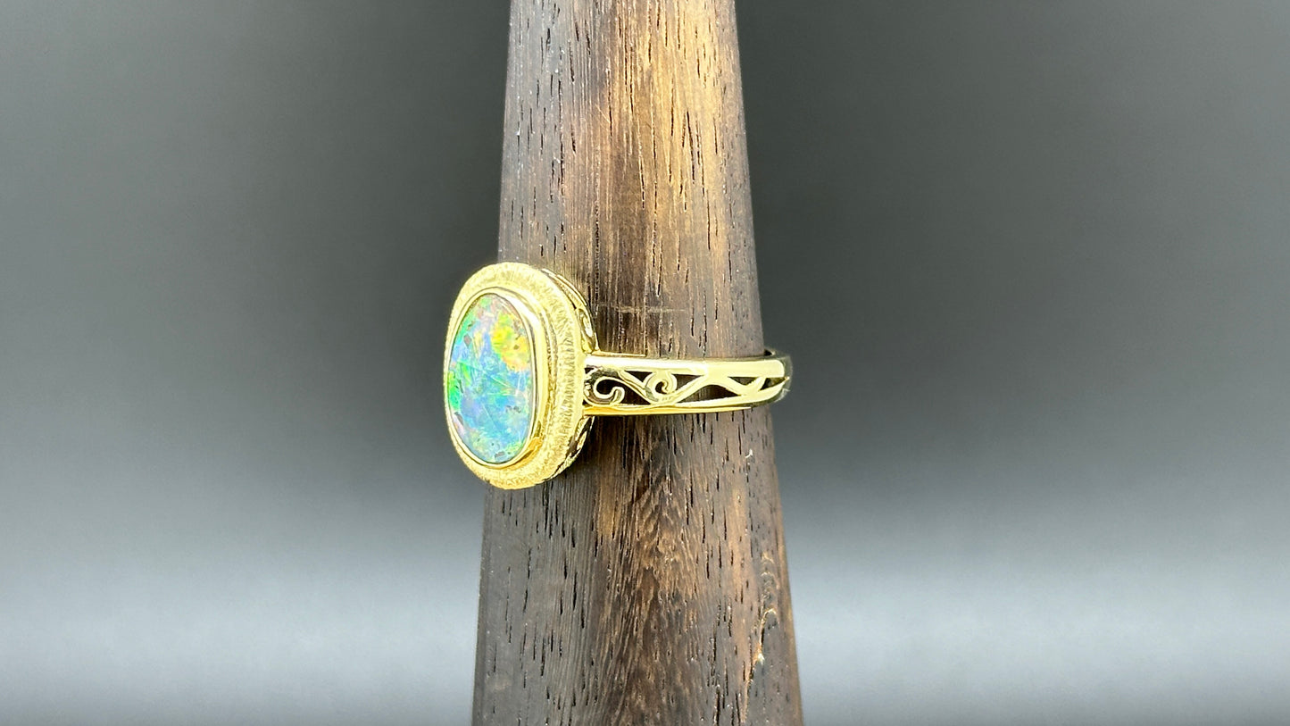 Black Opal Gold Ring