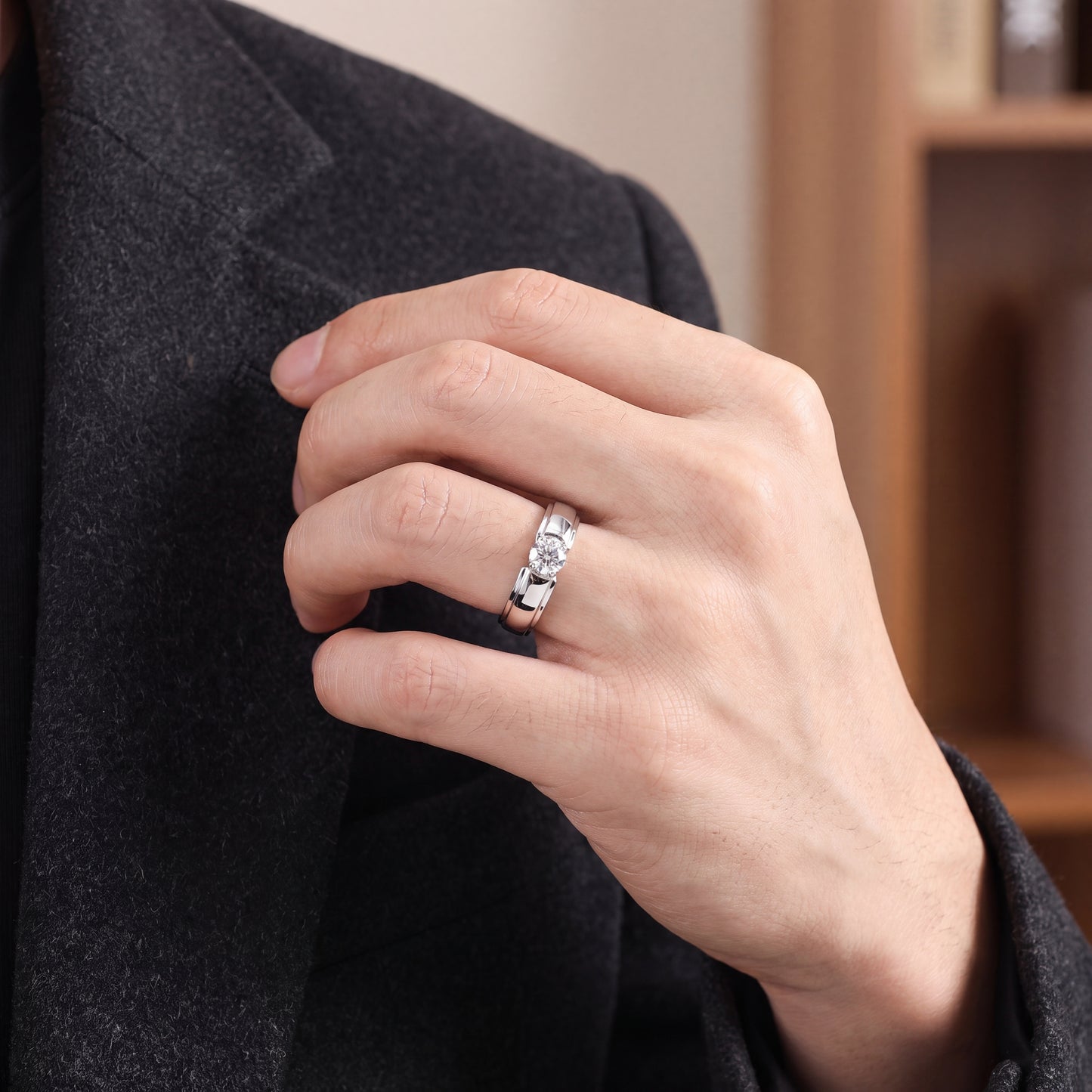 Round Lab-Diamond Solitaire Ring in White Gold