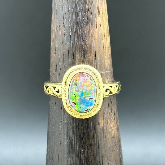 Black Opal Gold Ring