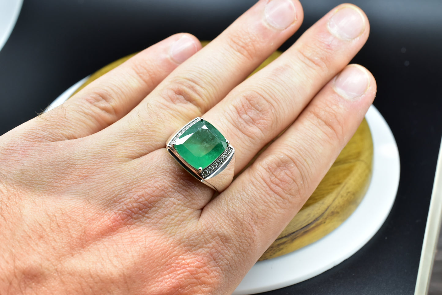 Emerald & Diamond Men Ring