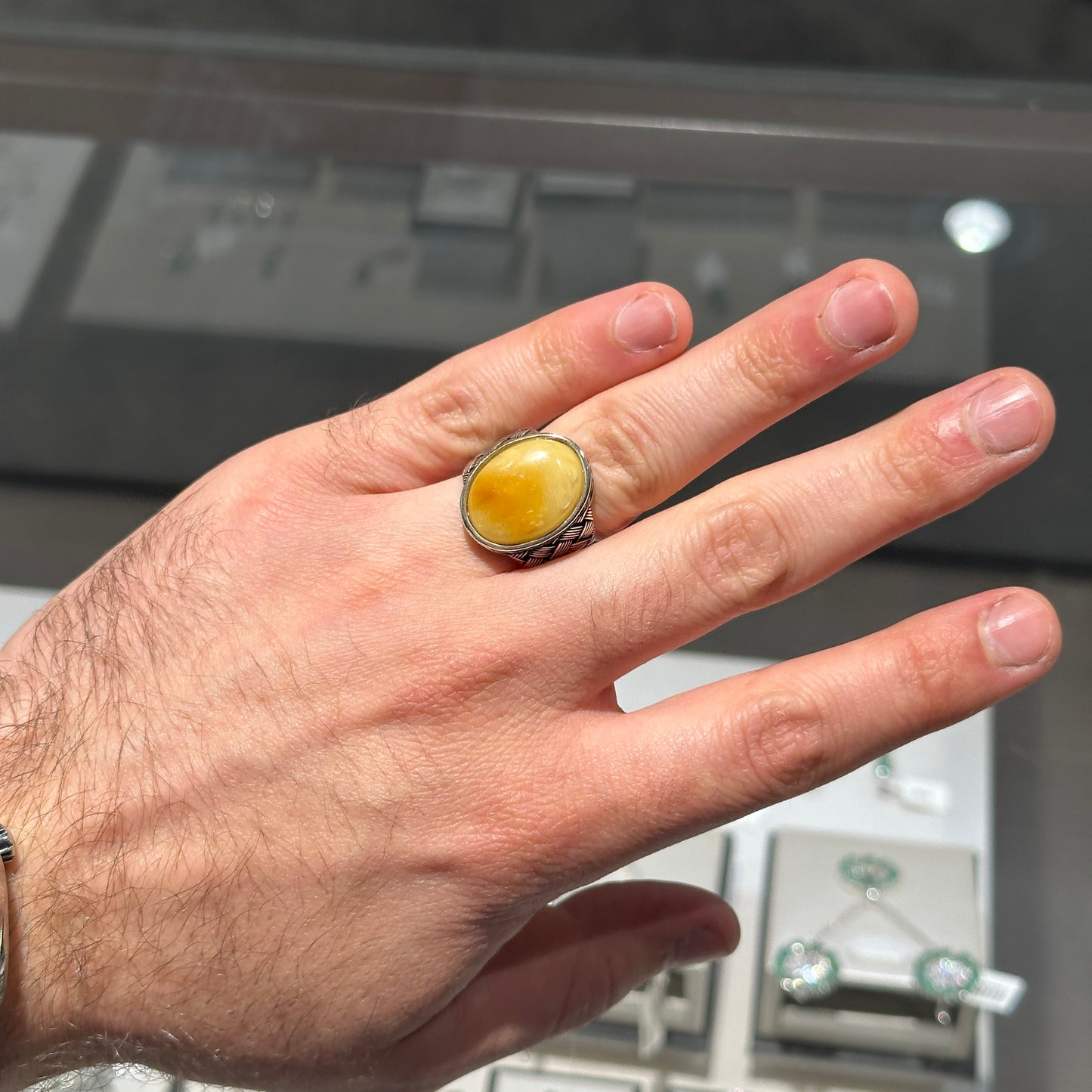 Yellow Agate men ring