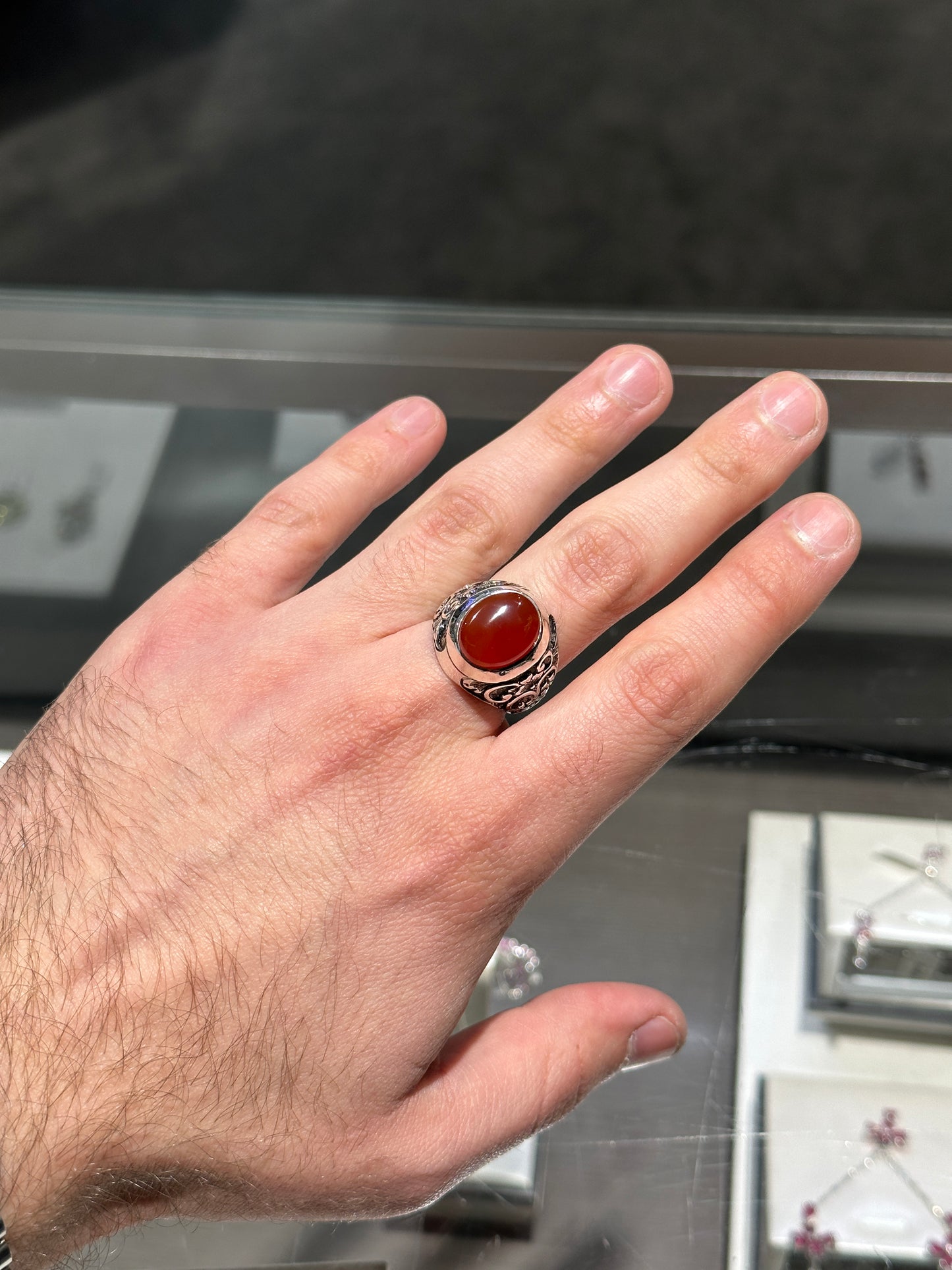 Yemen agate silver ring