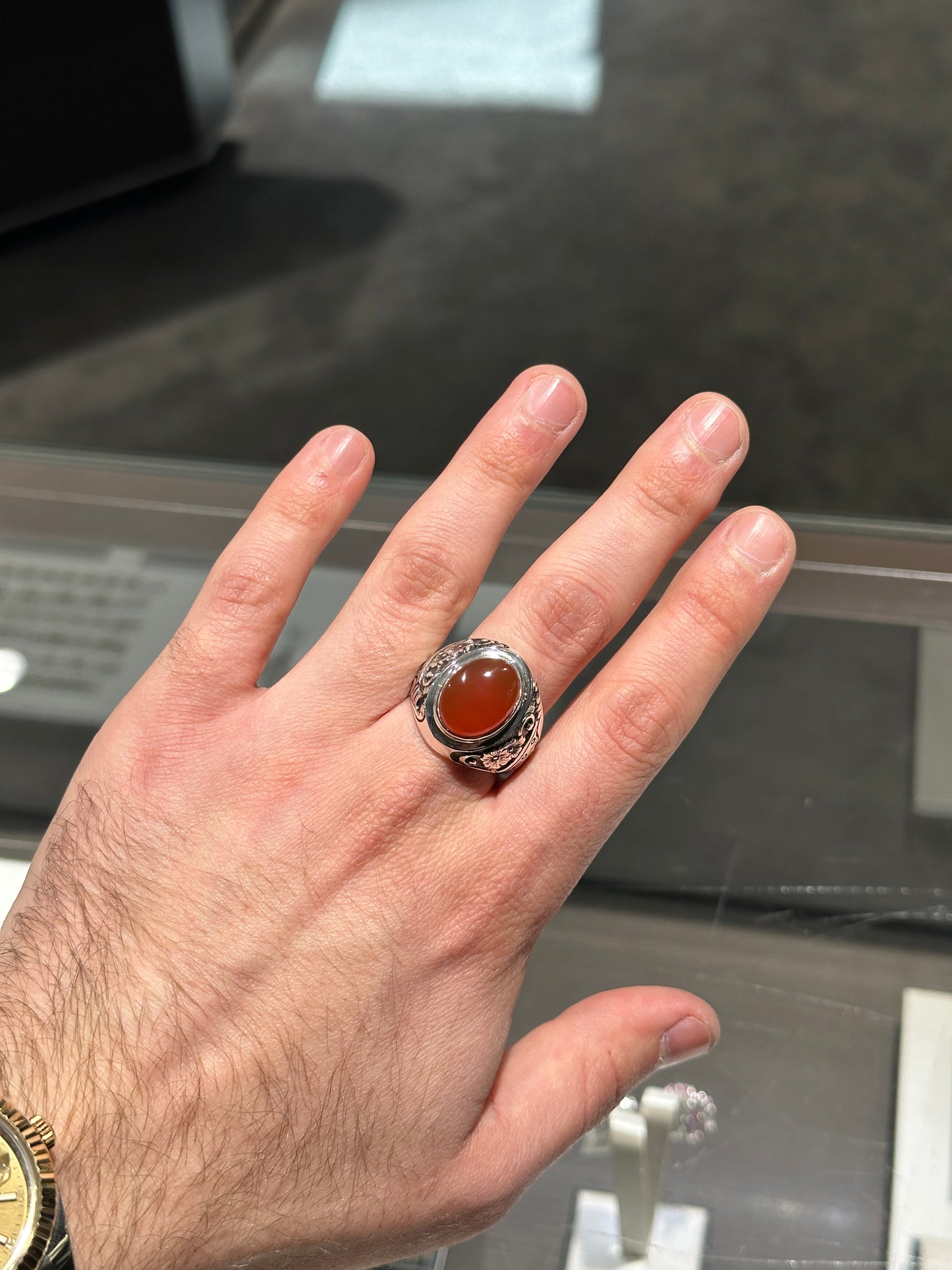 Yemen agate silver ring