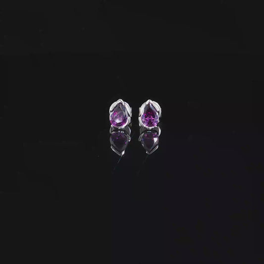 Pear-Shaped Amethyst Stud Earrings in Premium Sterling silver
