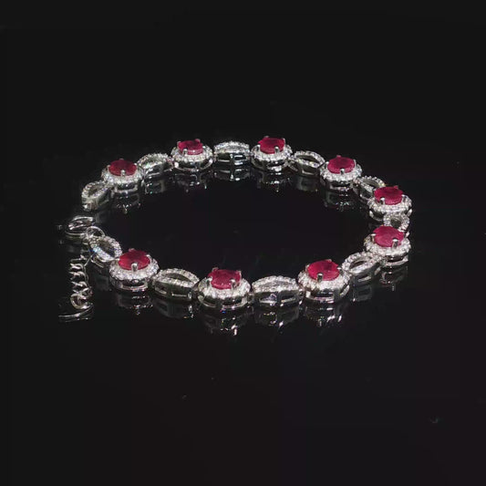 Ruby Gemstones Bracelet In Premium Sterling Silver