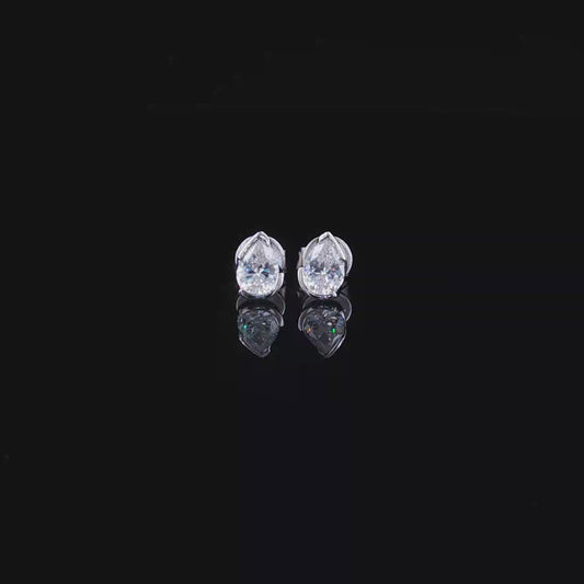 Premium sterling silver Pear-Cut Zirconia Stud Earrings