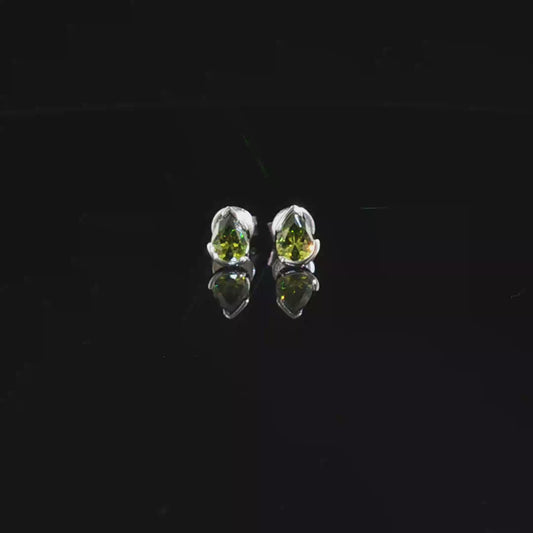 Pear-Cut Peridot Stud Earrings in premium sterling silver