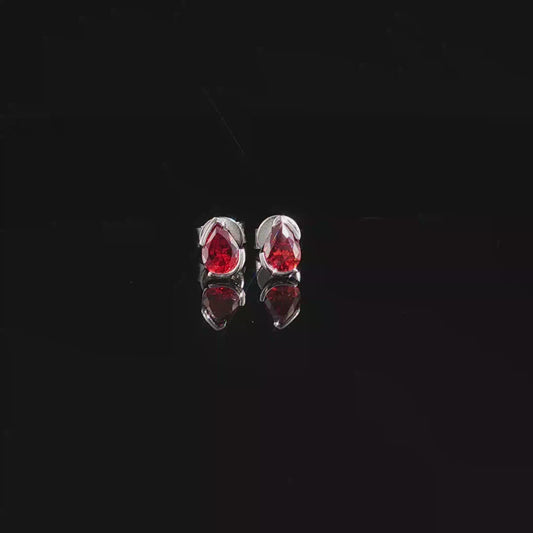 Pear-Shaped Deep Garnet Stud Earrings in premium sterling silver
