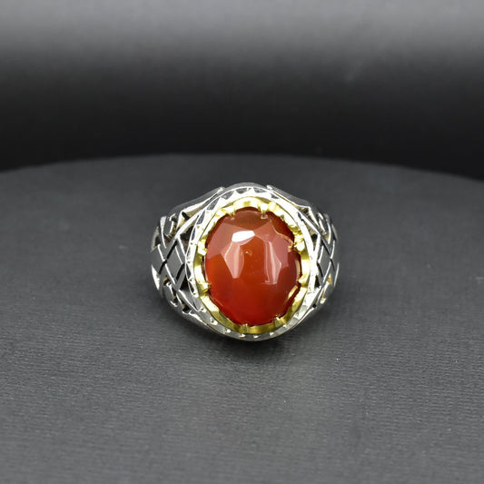 Carnelian Agate Silver Ring