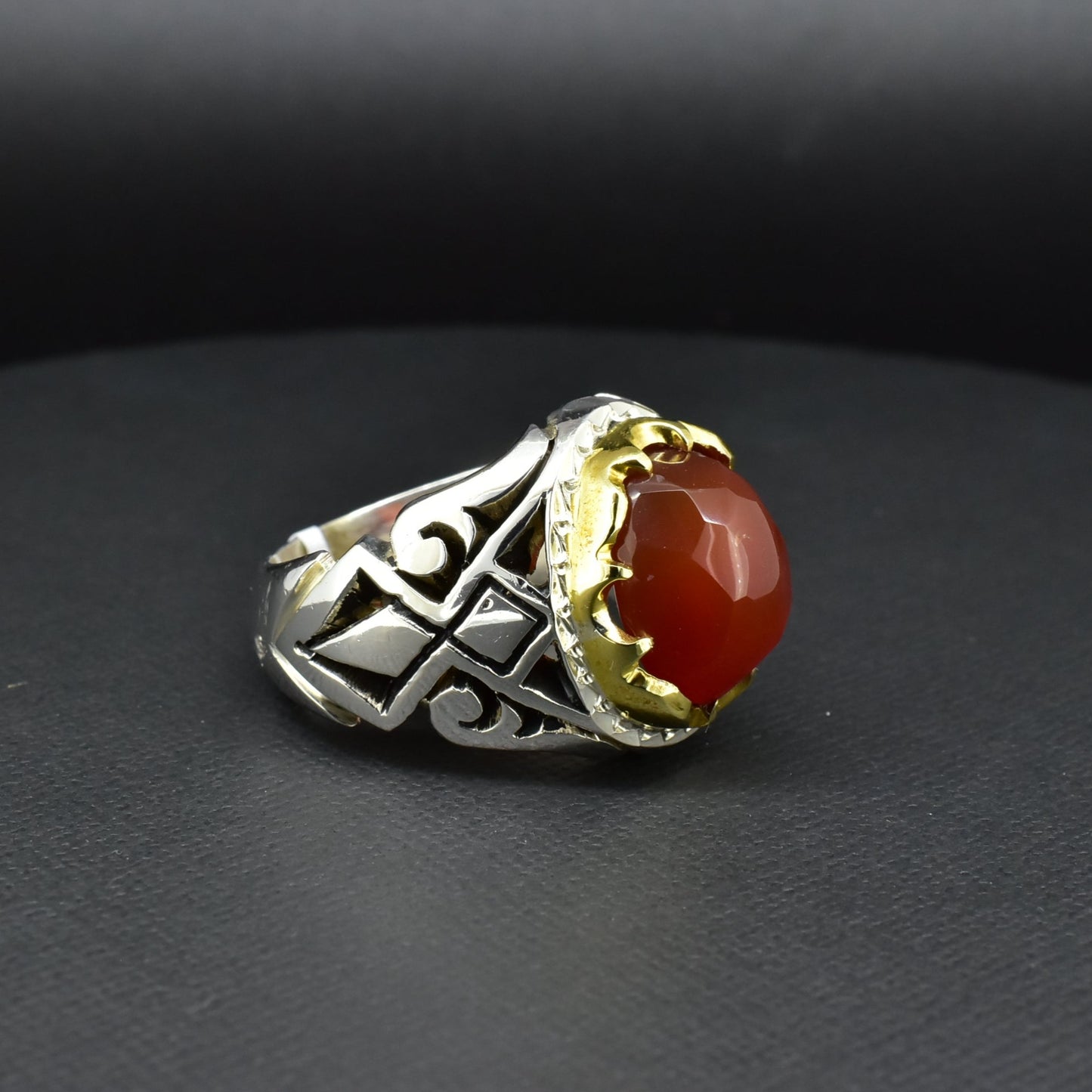 Carnelian Agate Silver Ring