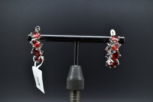 Garnet Silver Earrings