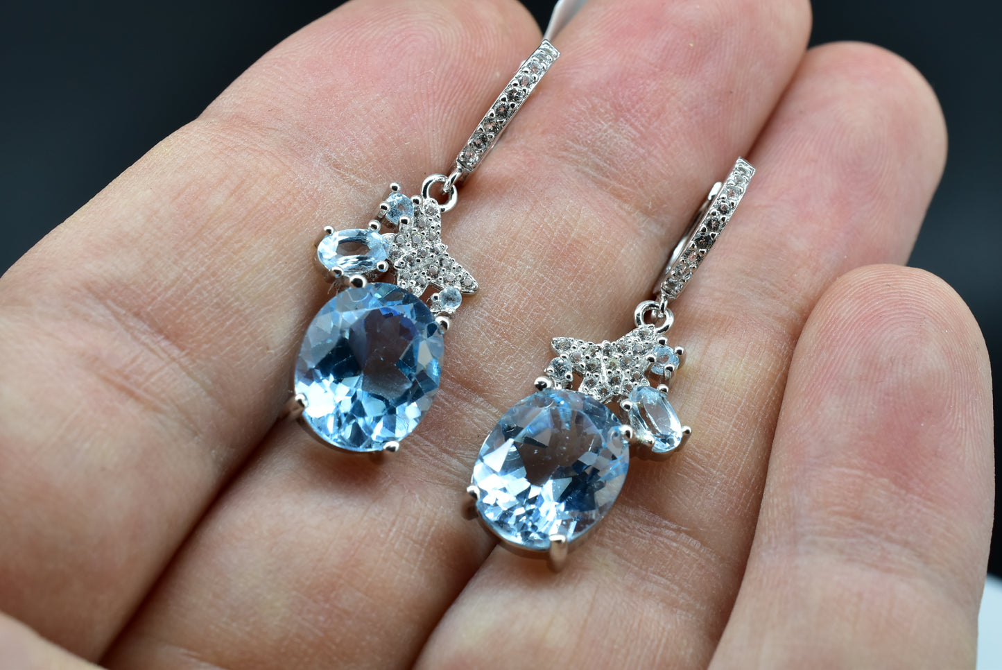 Aqua Silver Earrings