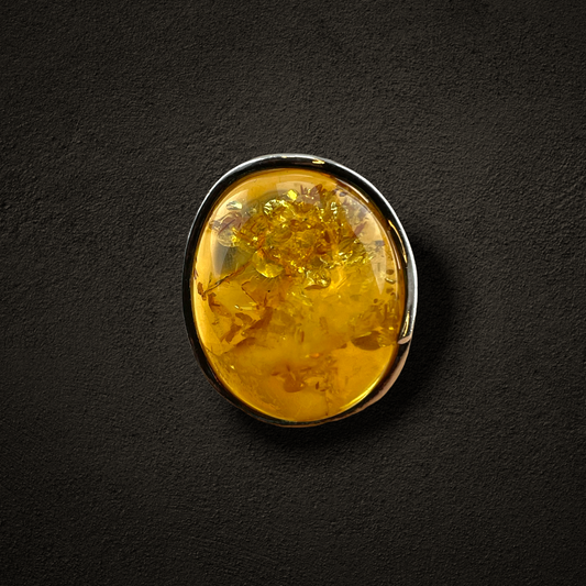 Amber Silver ring