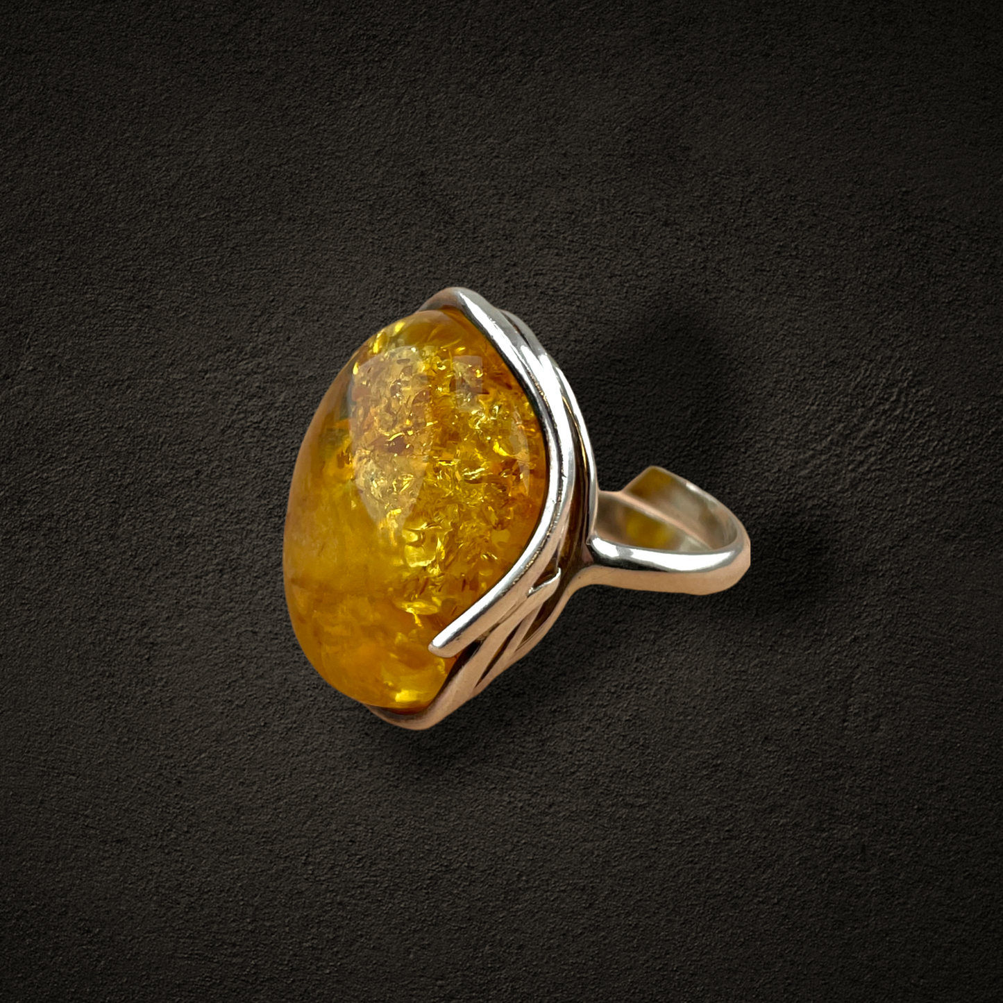 Amber Silver ring