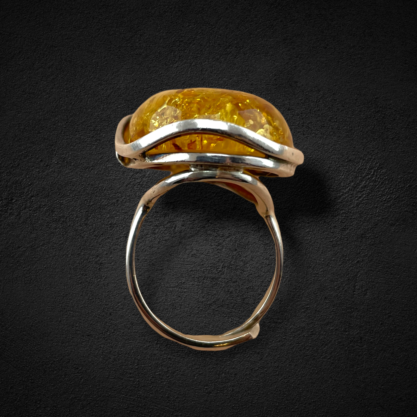 Amber Silver ring