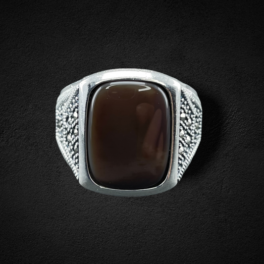 Silver agate ring